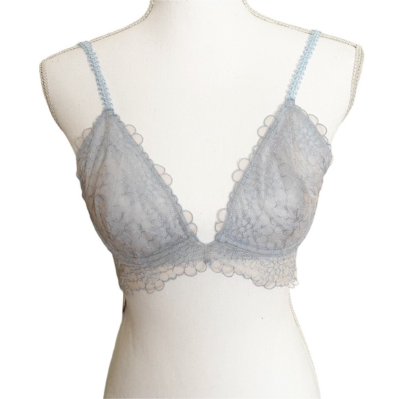 Free People Lucia Underwire Lace Bra Blue 34 B - Picture 4 of 9